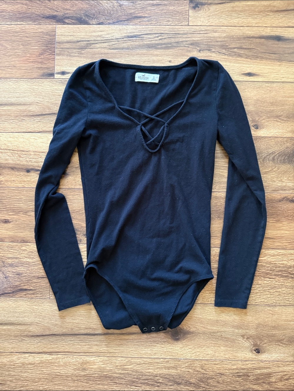 Hollister Black Long Sleeve Crisscross Bodysuit